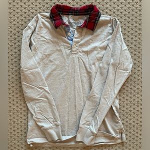 Crewcuts Long Sleeve Holiday Polo with Red Plaid Color, Size XL 12-14